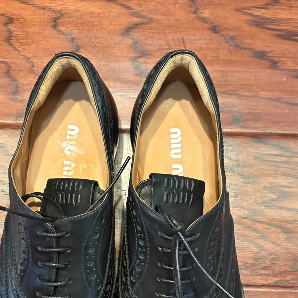 Miu Miu Calf Leather Brogue Shoes - Picture 4 of 4